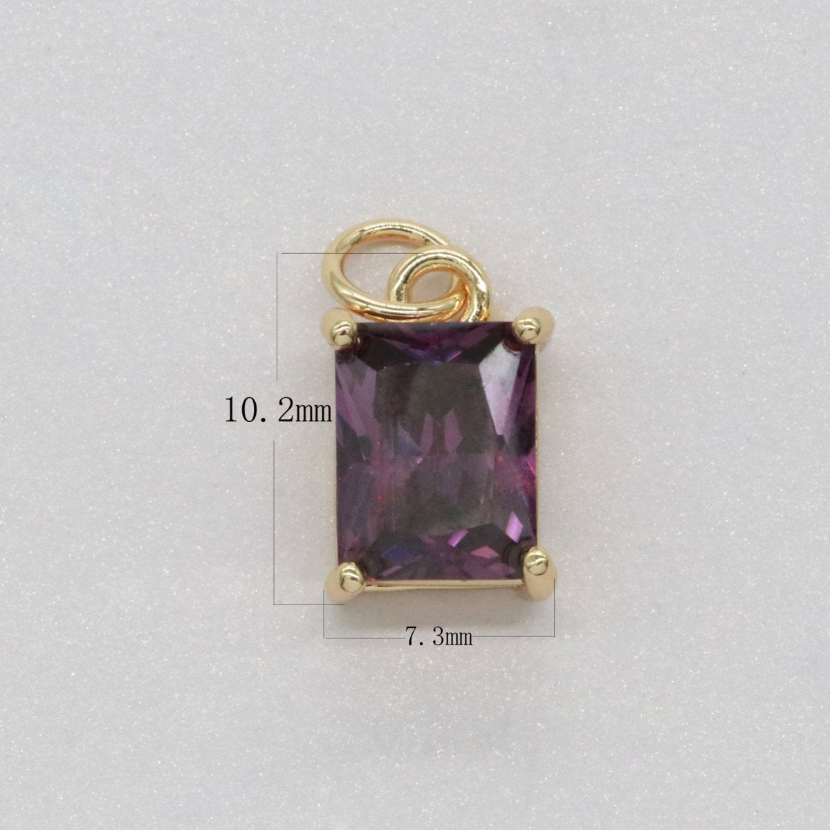 14k Gold Filled Micro Pave CZ Geometric Pendant Charm Emerald Cut Birthstone Add on charm E-881-E-891 C-369 - DLUXCA