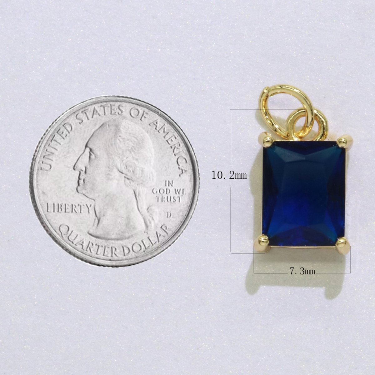 14k Gold Filled Micro Pave CZ Geometric Pendant Charm Emerald Cut Birthstone Add on charm E-881-E-891 C-369 - DLUXCA