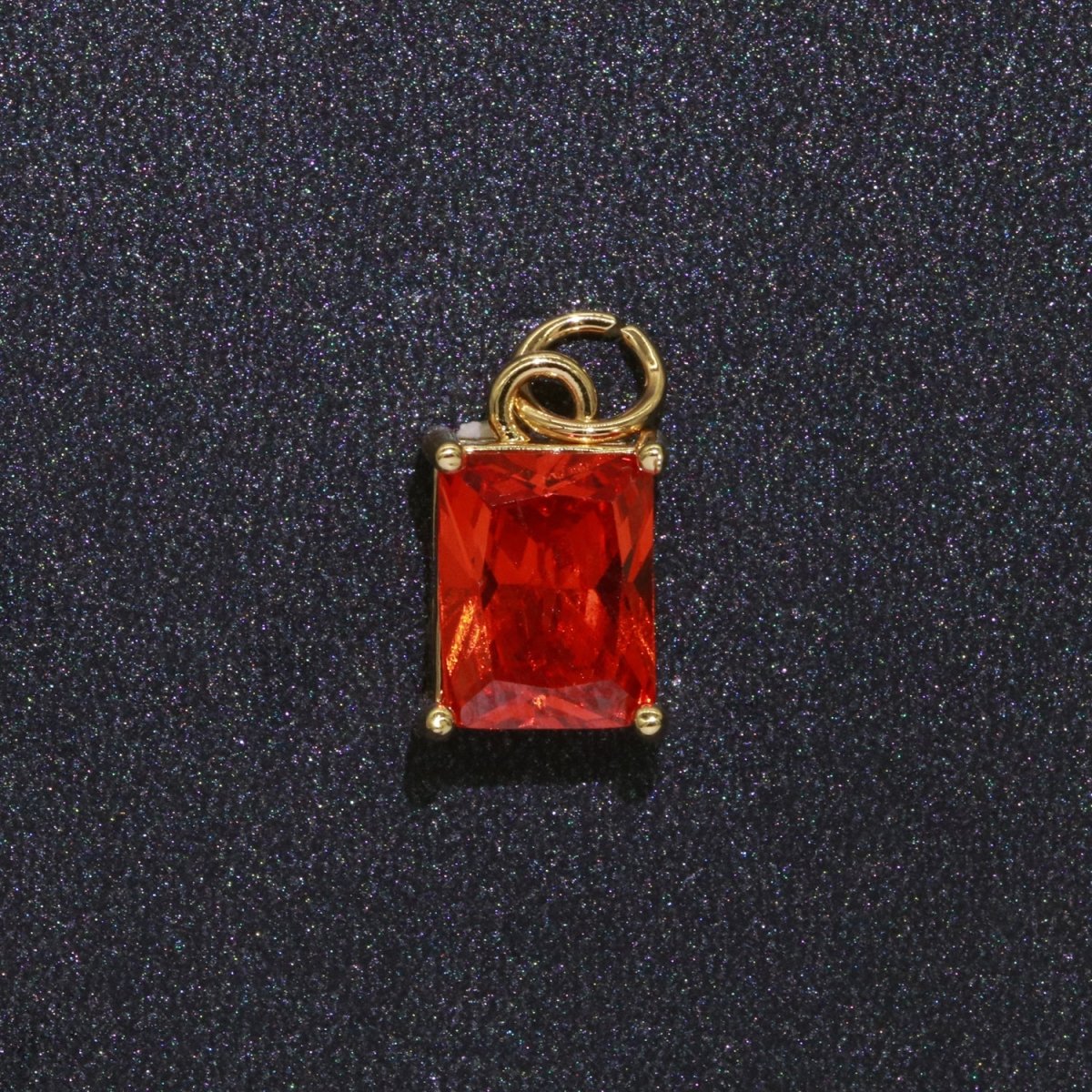 14k Gold Filled Micro Pave CZ Geometric Pendant Charm Emerald Cut Birthstone Add on charm E-881-E-891 C-369 - DLUXCA