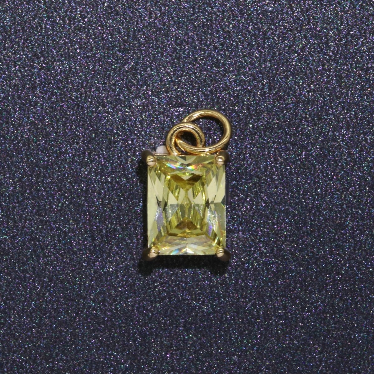 14k Gold Filled Micro Pave CZ Geometric Pendant Charm Emerald Cut Birthstone Add on charm E-881-E-891 C-369 - DLUXCA