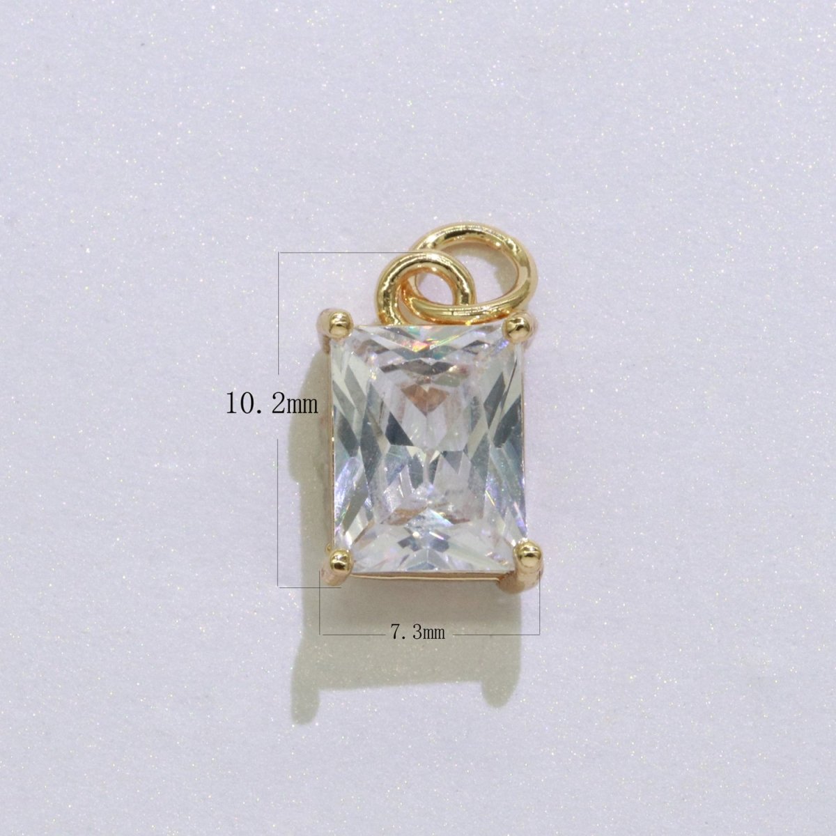 14k Gold Filled Micro Pave CZ Geometric Pendant Charm Emerald Cut Birthstone Add on charm E-881-E-891 C-369 - DLUXCA