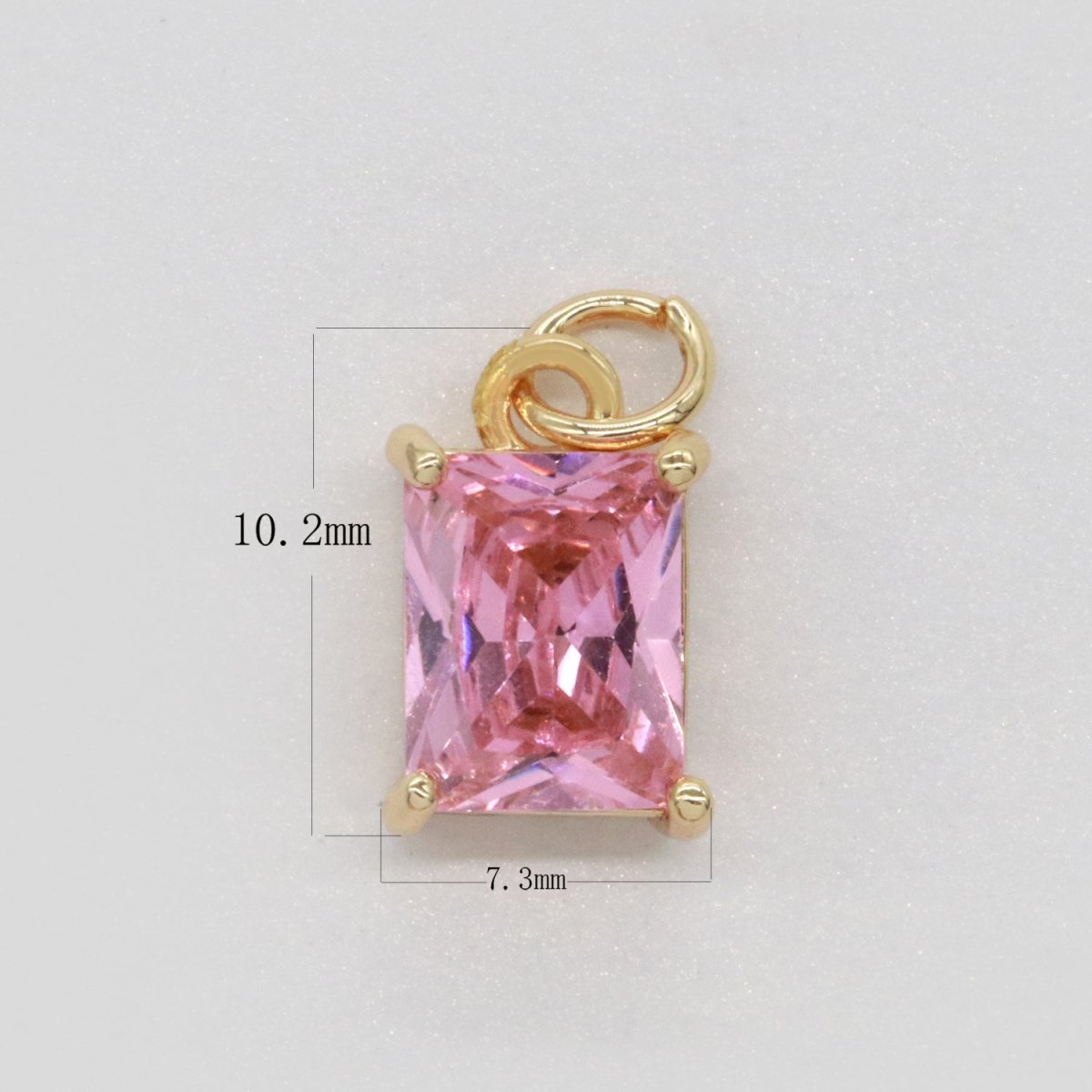 14k Gold Filled Micro Pave CZ Geometric Pendant Charm Emerald Cut Birthstone Add on charm E-881-E-891 C-369 - DLUXCA