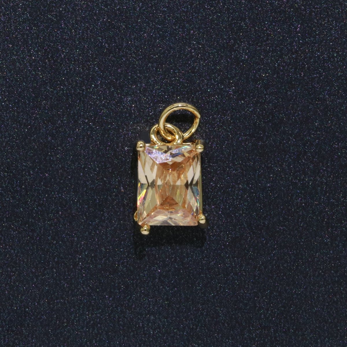 14k Gold Filled Micro Pave CZ Geometric Pendant Charm Emerald Cut Birthstone Add on charm E-881-E-891 C-369 - DLUXCA