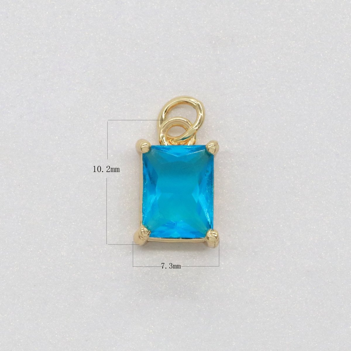 14k Gold Filled Micro Pave CZ Geometric Pendant Charm Emerald Cut Birthstone Add on charm E-881-E-891 C-369 - DLUXCA