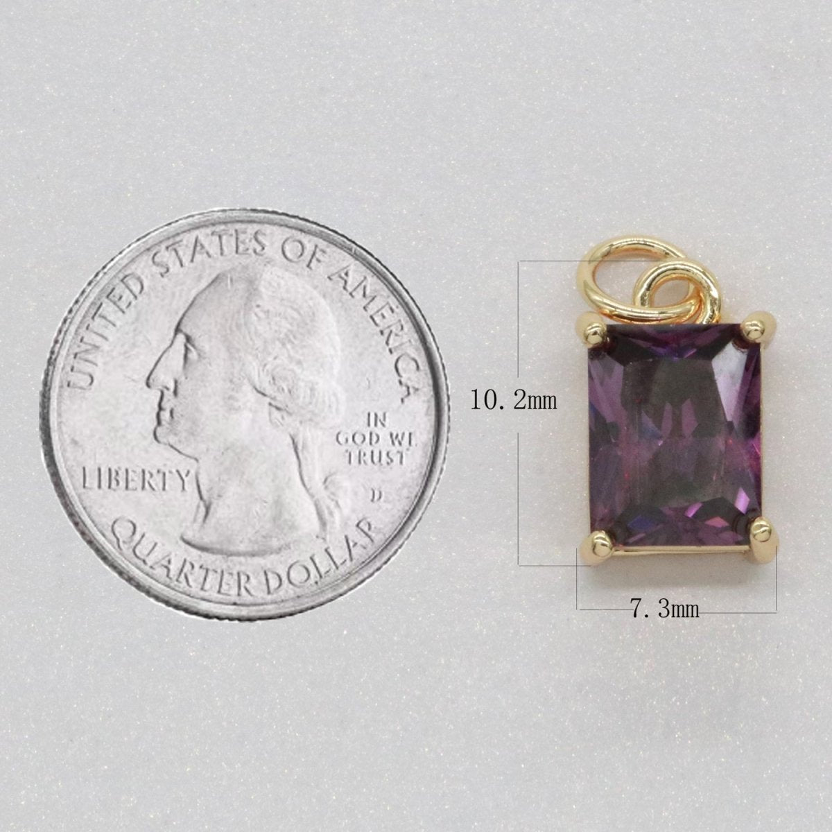 14k Gold Filled Micro Pave CZ Geometric Pendant Charm Emerald Cut Birthstone Add on charm E-881-E-891 C-369 - DLUXCA