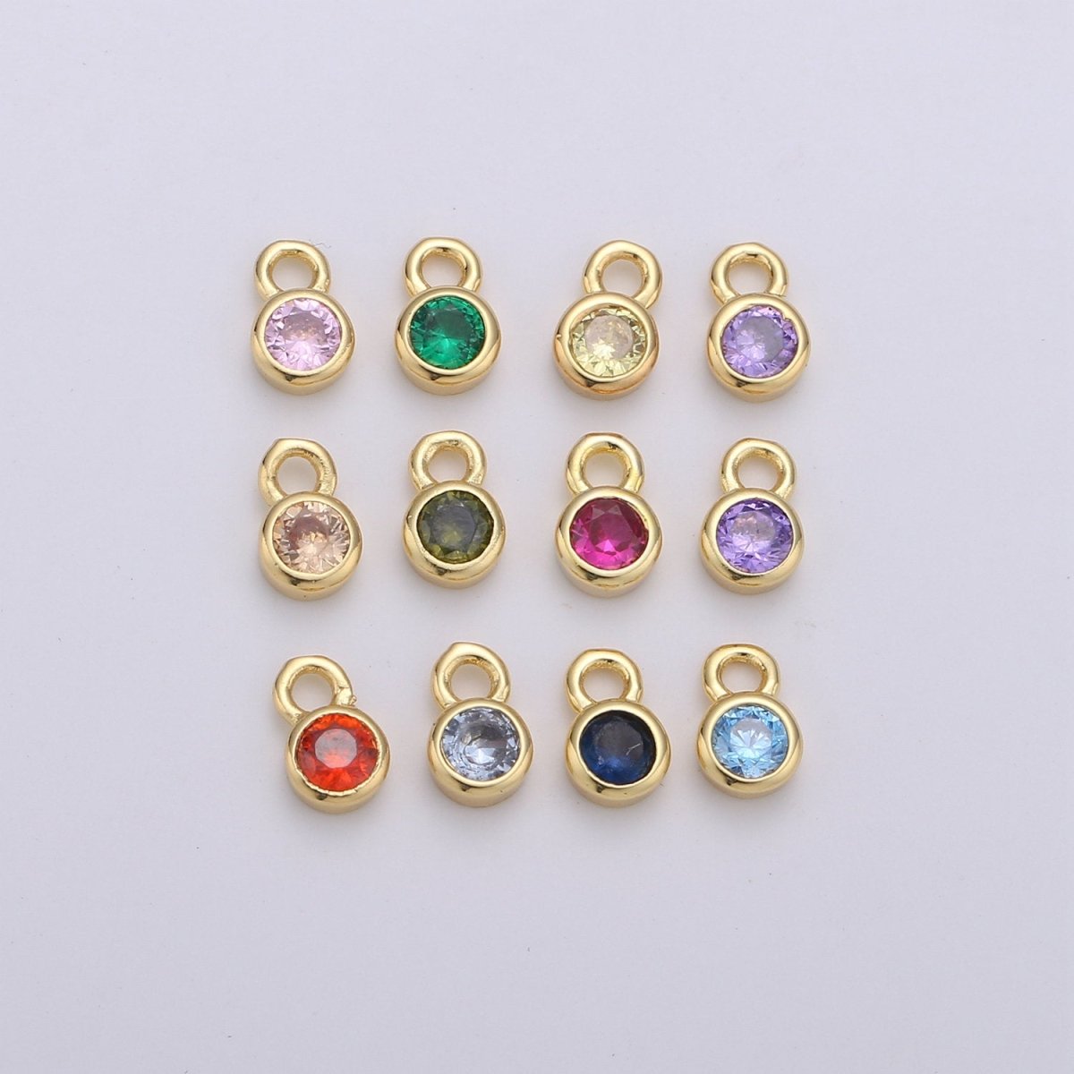 14k Gold Filled Micro Pave CZ Geometric Pendant Charm, Micro Pave CZ Circle Pendant Charm, Gold Filled Charm, For DIY Jewelry Size 4x6mm D-013 to D-024 - DLUXCA