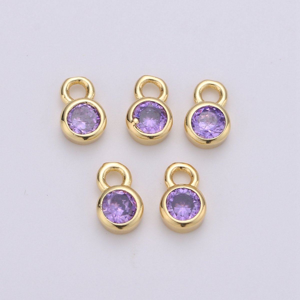 14k Gold Filled Micro Pave CZ Geometric Pendant Charm, Micro Pave CZ Circle Pendant Charm, Gold Filled Charm, For DIY Jewelry Size 4x6mm D-013 to D-024 - DLUXCA