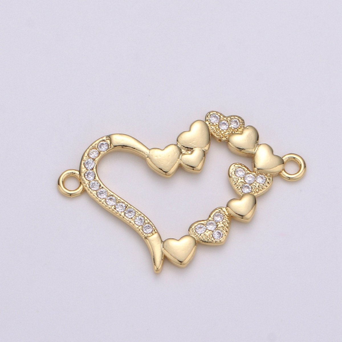 14K Gold Filled Micro Pave CZ Heart Charm Connector Micro Pave CZ Love Connector For Bracelet and Necklace Supply F-506 - DLUXCA