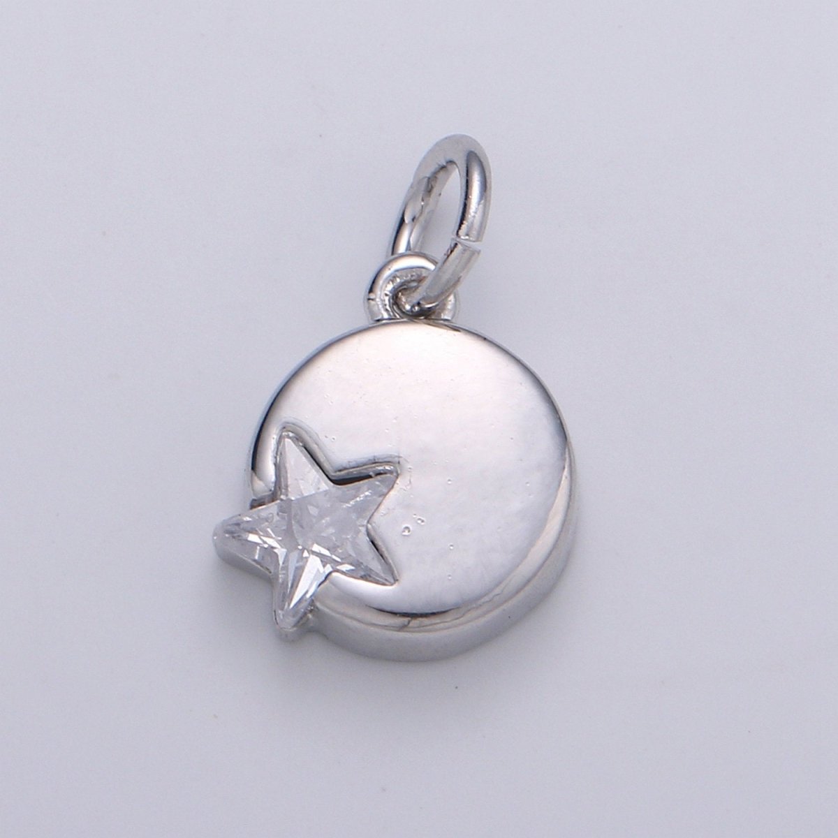 14K Gold Filled Micro Pave CZ Star in the Universe Charm, Dainty Star Pendant Charm, Gold Filled Round Pendant, Wristlet Charm D-221 D-222 - DLUXCA