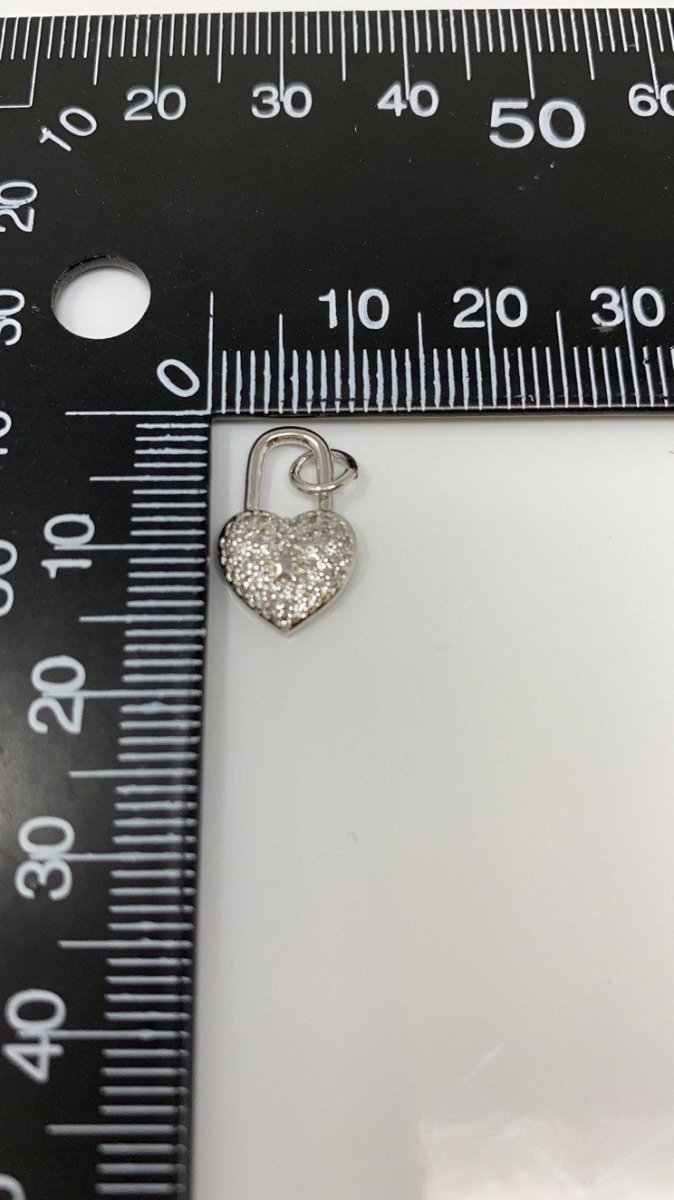 14k Gold Filled Micro Pave Heart lock Pendant , Cubic PadLock Charms Lock Bracelet Necklace Earring Charms Component C-738,C-924 - DLUXCA