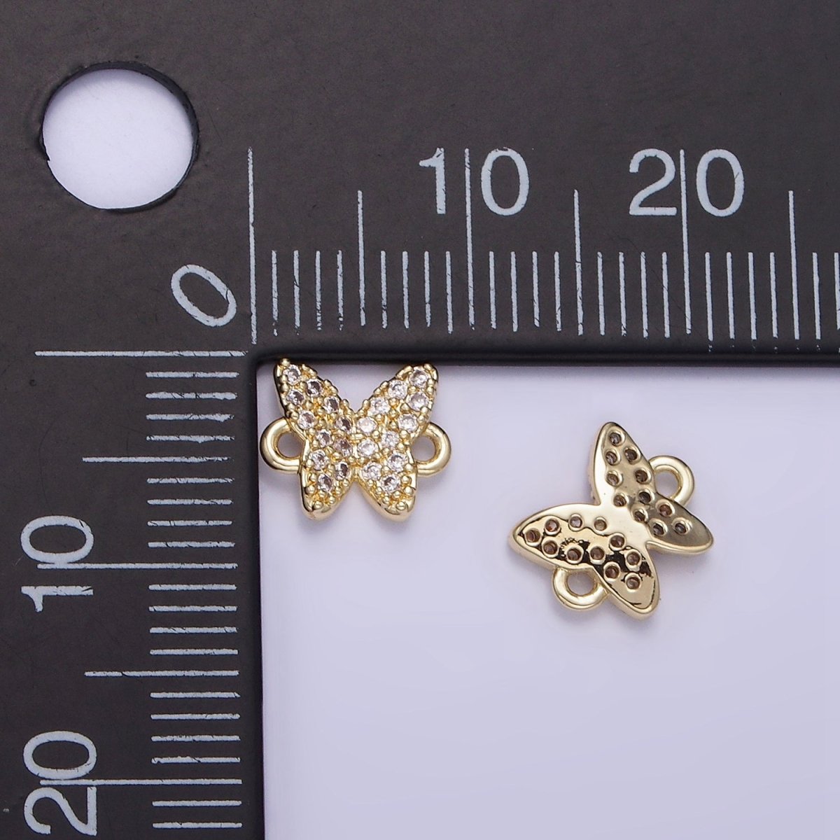 14K Gold Filled Micro Paved CZ 7mm Butterfly Insect Connector | G293 - DLUXCA