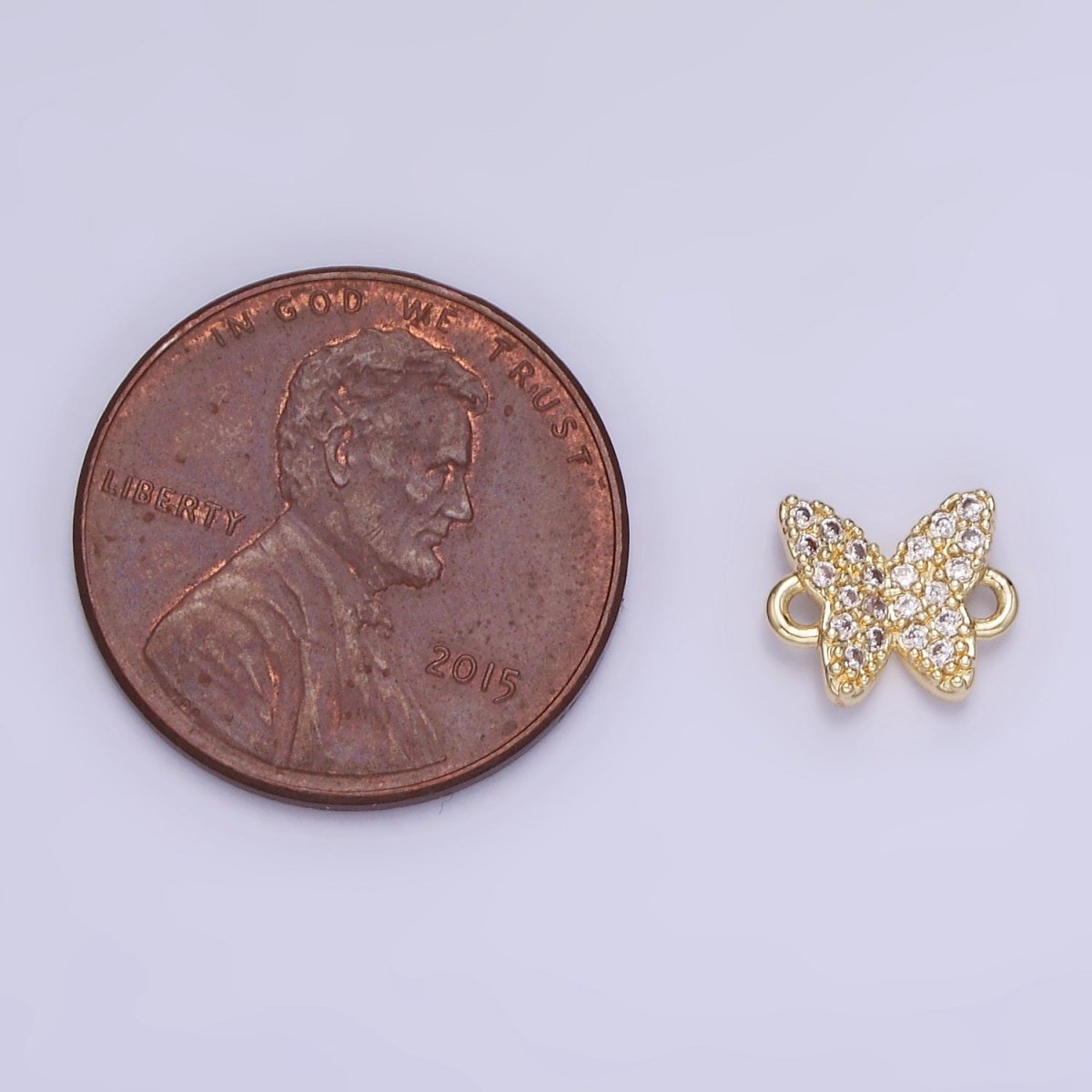 14K Gold Filled Micro Paved CZ 7mm Butterfly Insect Connector | G293 - DLUXCA