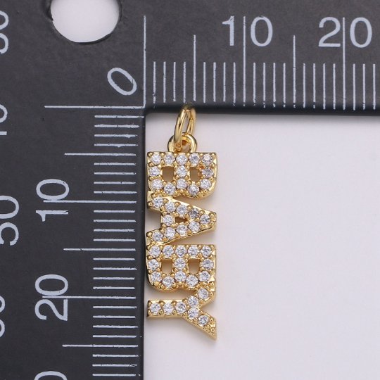 14K Gold Filled Micro Paved CZ "Baby" Script Charm | C-545 - DLUXCA