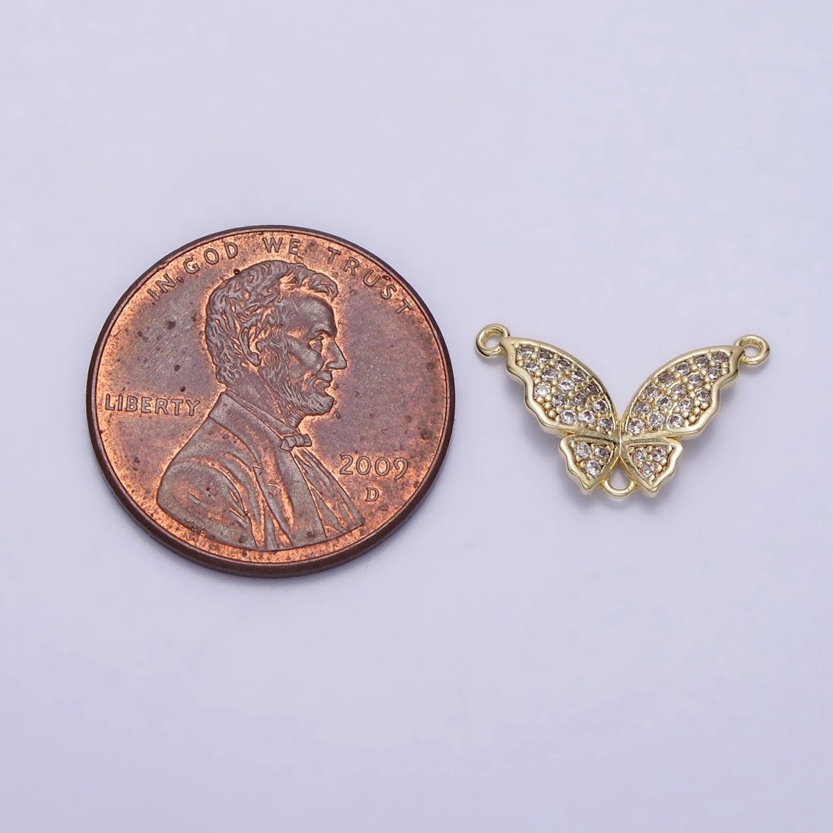 14K Gold Filled Micro Paved CZ Butterfly Triple Loop Connector | AA1021 - DLUXCA
