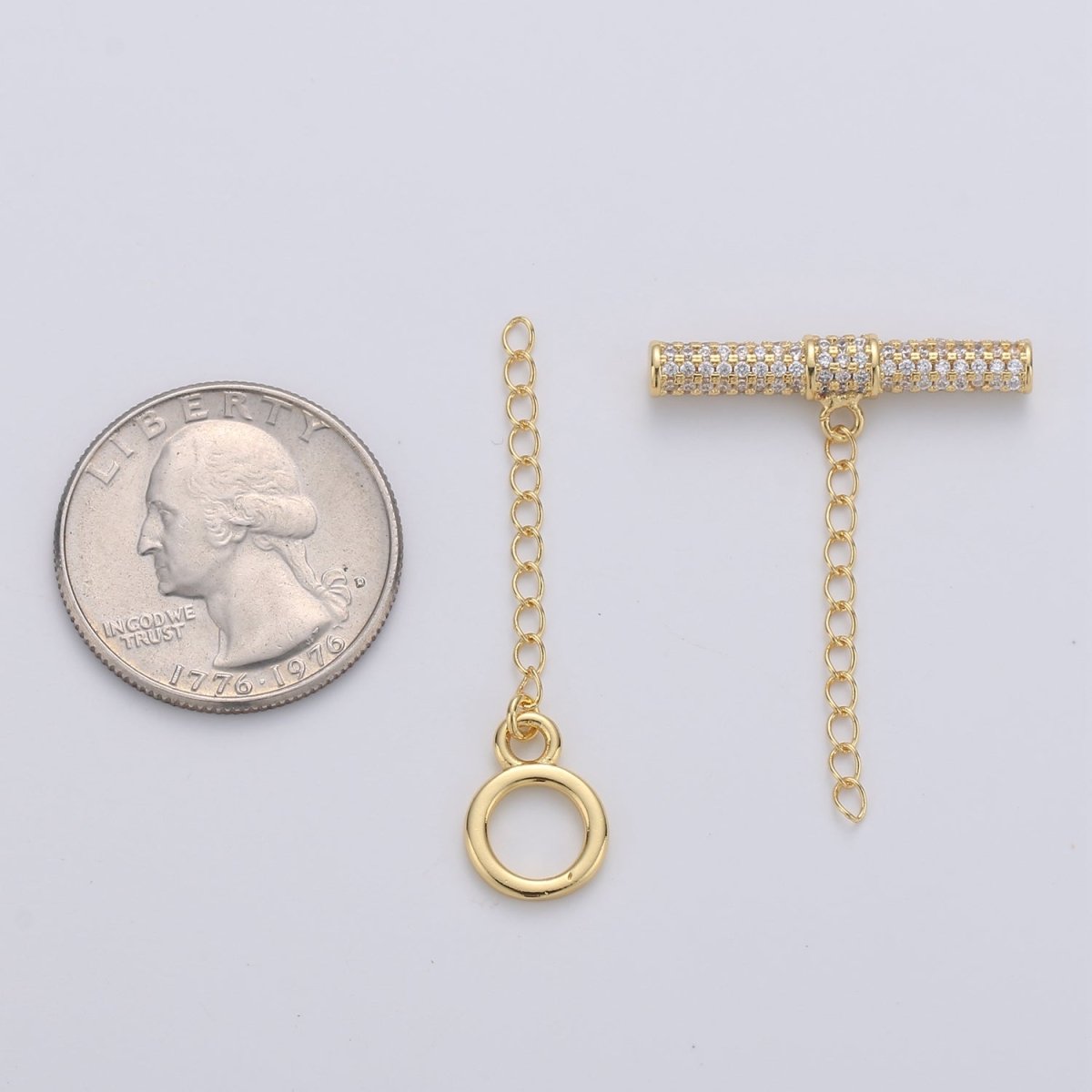 14K Gold Filled Micro Paved CZ Clear Toggle Clasps Jewelry Closure Supply Findings | K561 - DLUXCA