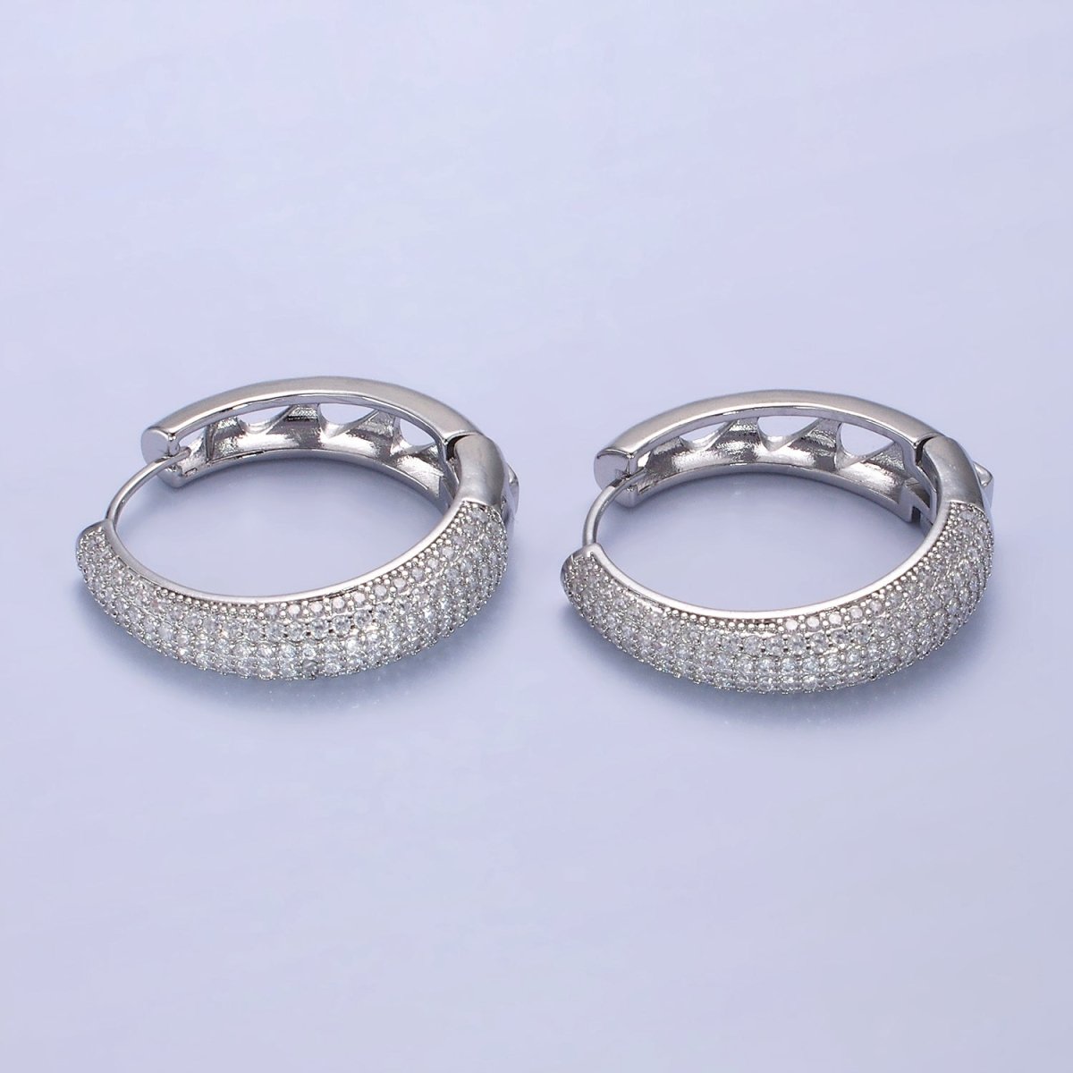 14K Gold Filled Micro Paved CZ Dome Open Filigree Earrings in Gold & Silver | AE499 AE500 - DLUXCA