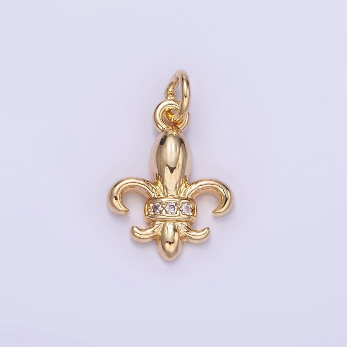 14K Gold Filled Micro Paved CZ Fleur De Lis Charm | W548 - DLUXCA