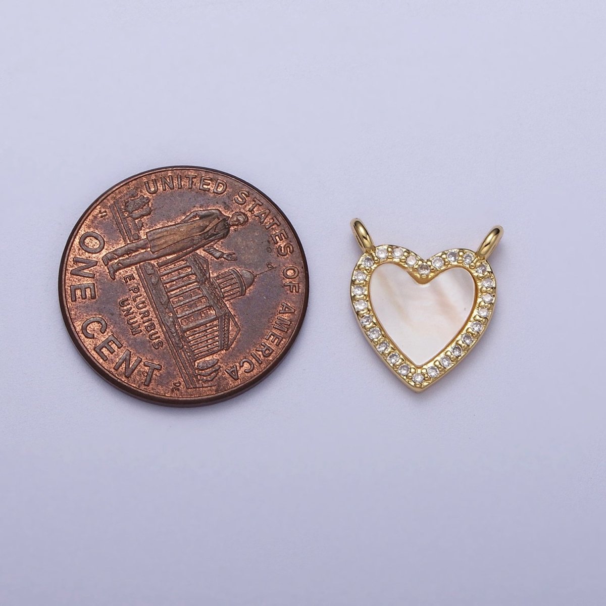 14K Gold Filled Micro Paved CZ Heart Love Shell Pearl Link Connector | Y-636 - DLUXCA