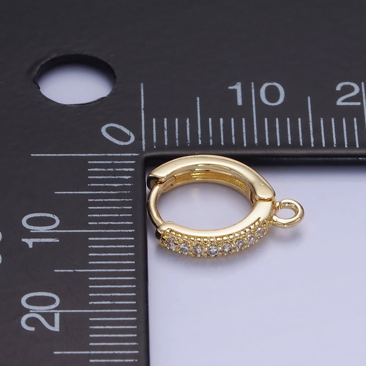 14K Gold Filled Micro Paved CZ Huggie Earring Findings | Z755 - DLUXCA