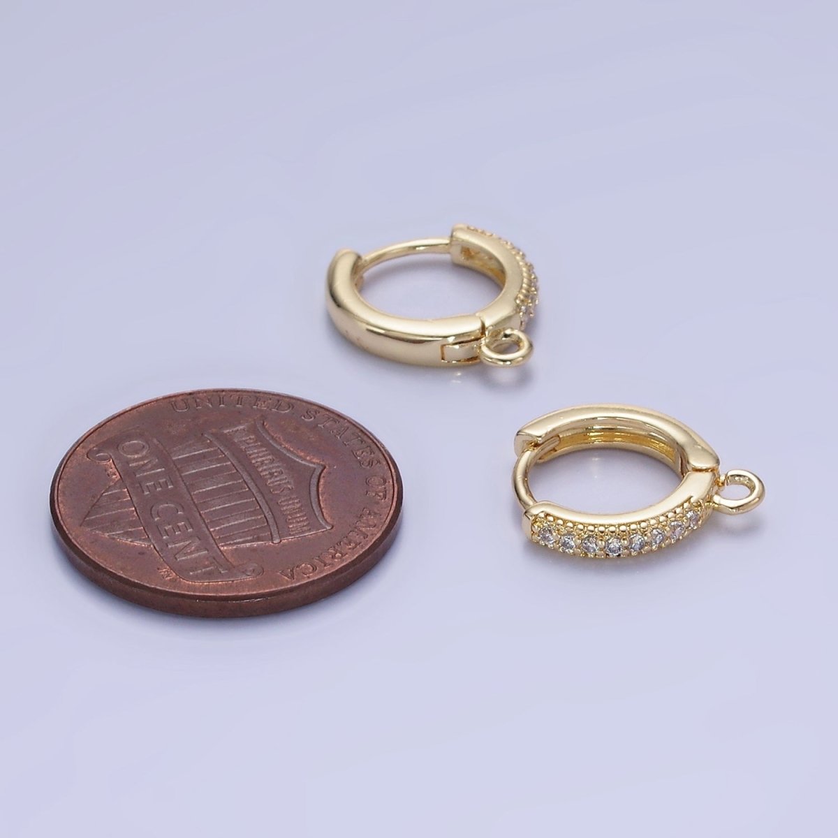 14K Gold Filled Micro Paved CZ Huggie Earring Findings | Z755 - DLUXCA