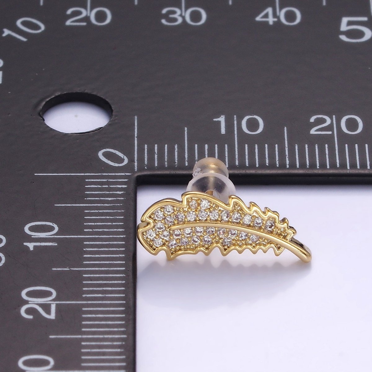 14K Gold Filled Micro Paved CZ Leaf Nature Stud Earrings in Gold & Silver | V508 V509 - DLUXCA