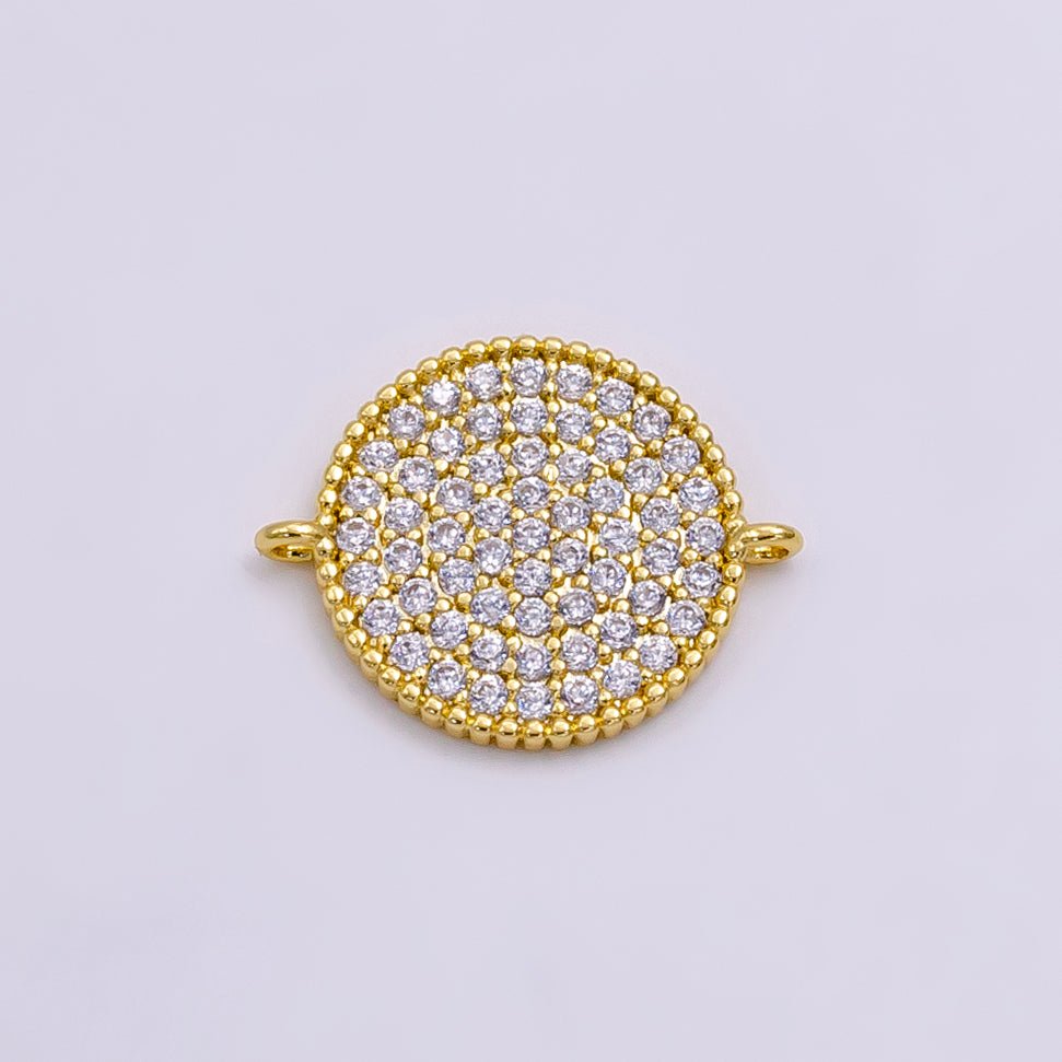 14K Gold Filled Micro Paved CZ Round Connector | G338 - DLUXCA