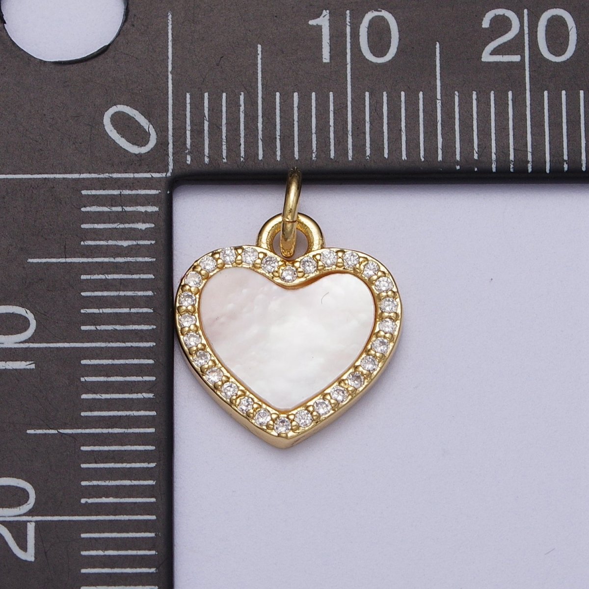14K Gold Filled Micro Paved Shell Pearl Heart Love Charm E-548 E-552 E-553 - DLUXCA