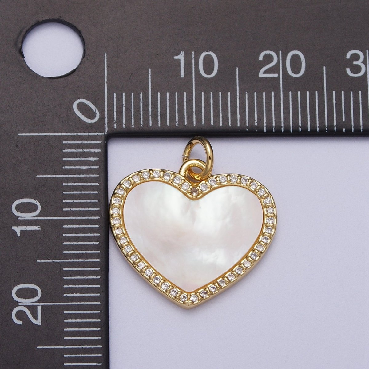 14K Gold Filled Micro Paved Shell Pearl Heart Love Charm E-548 E-552 E-553 - DLUXCA