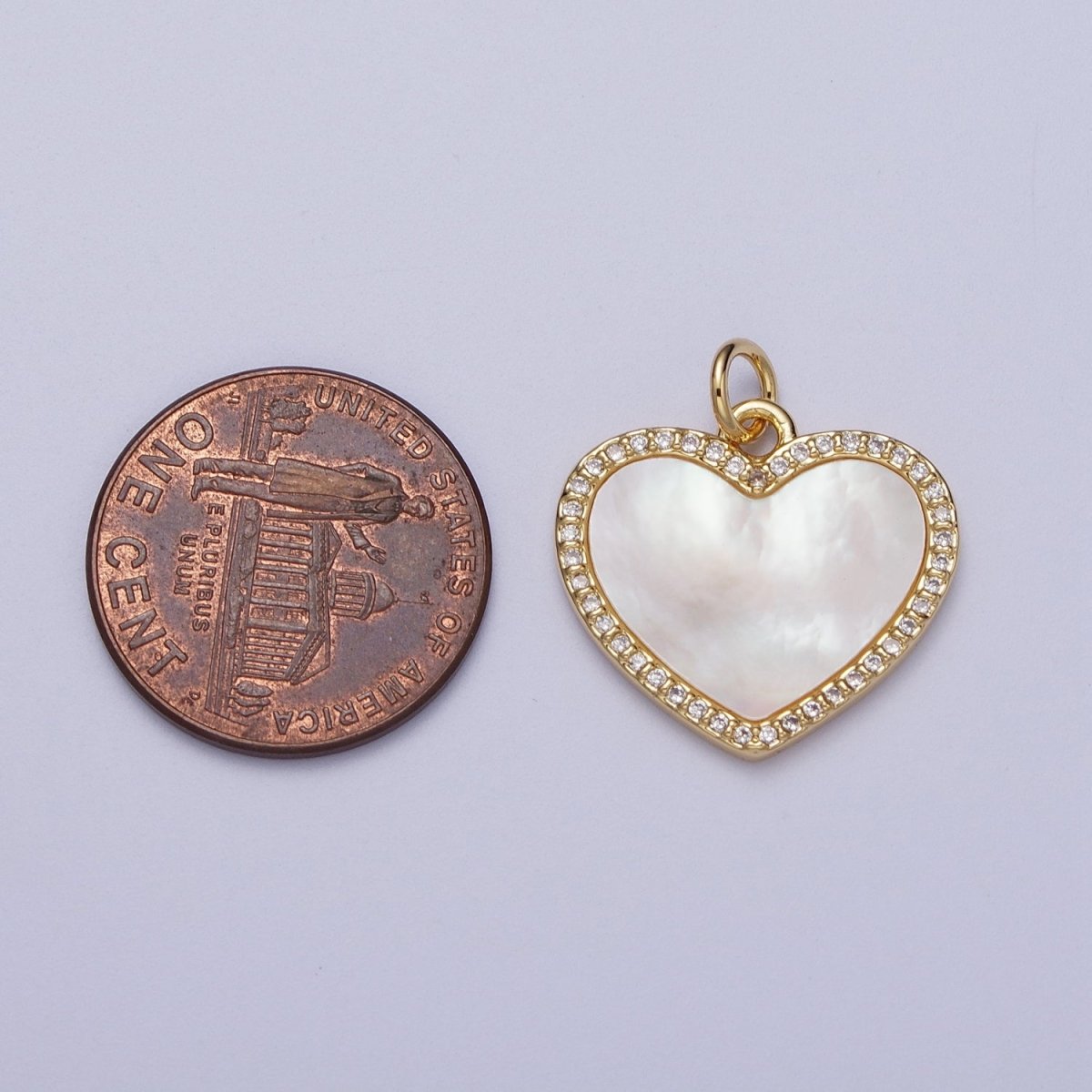 14K Gold Filled Micro Paved Shell Pearl Heart Love Charm E-548 E-552 E-553 - DLUXCA