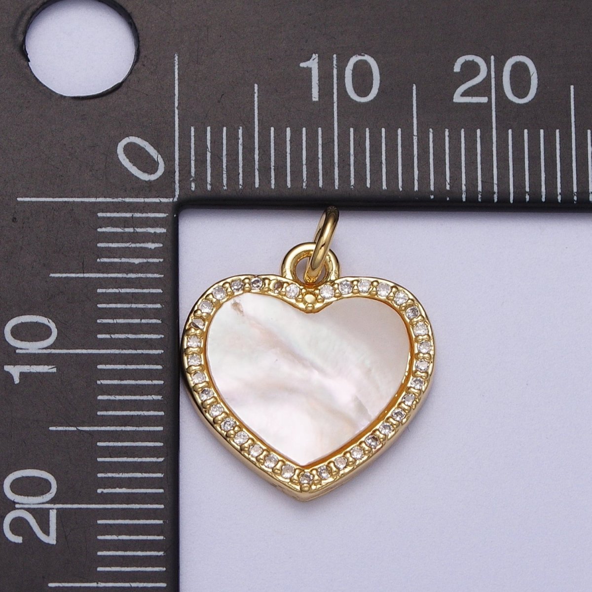 14K Gold Filled Micro Paved Shell Pearl Heart Love Charm E-548 E-552 E-553 - DLUXCA
