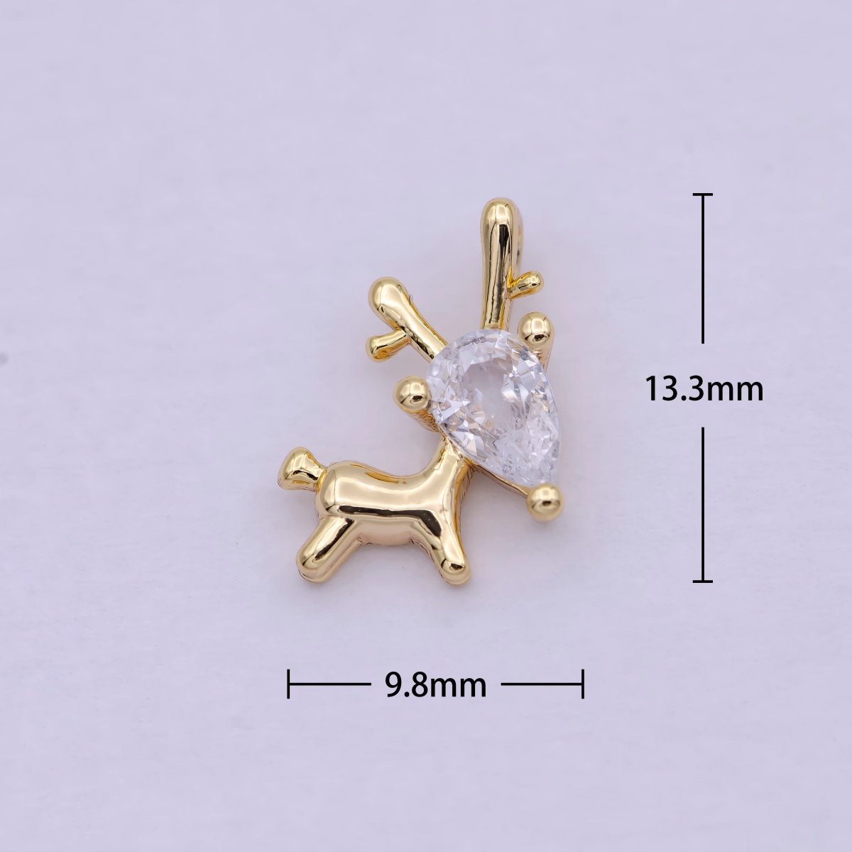 14K Gold Filled Mini Christmas Woondland Reindeer CZ N-283 - DLUXCA