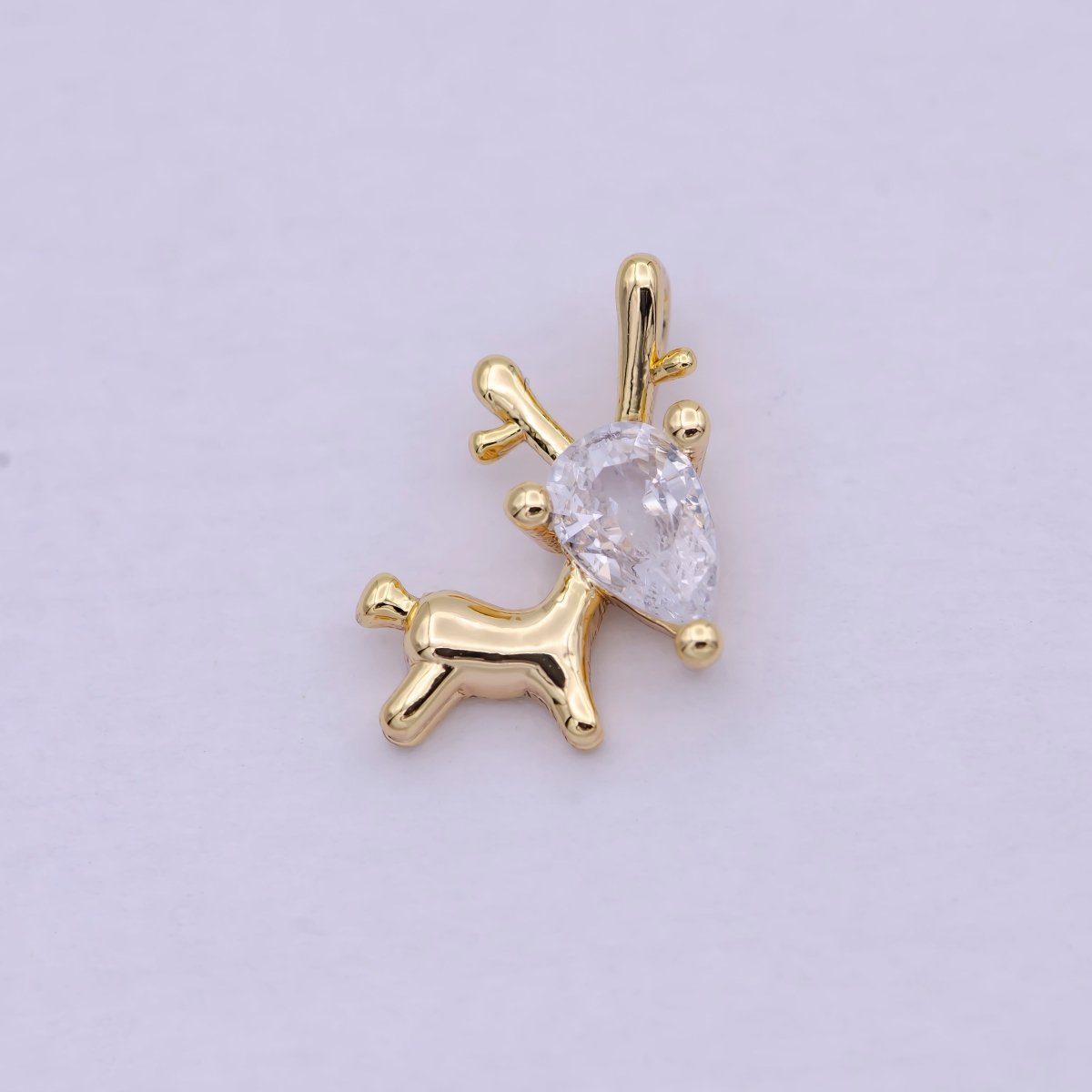 14K Gold Filled Mini Christmas Woondland Reindeer CZ N-283 - DLUXCA