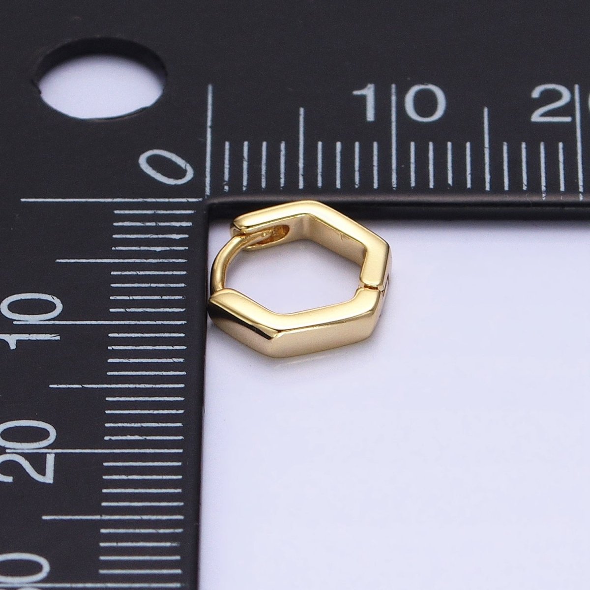 14K Gold Filled Mini Hexagonal 10mm Cartilage Earring Huggie | AB1527 - DLUXCA