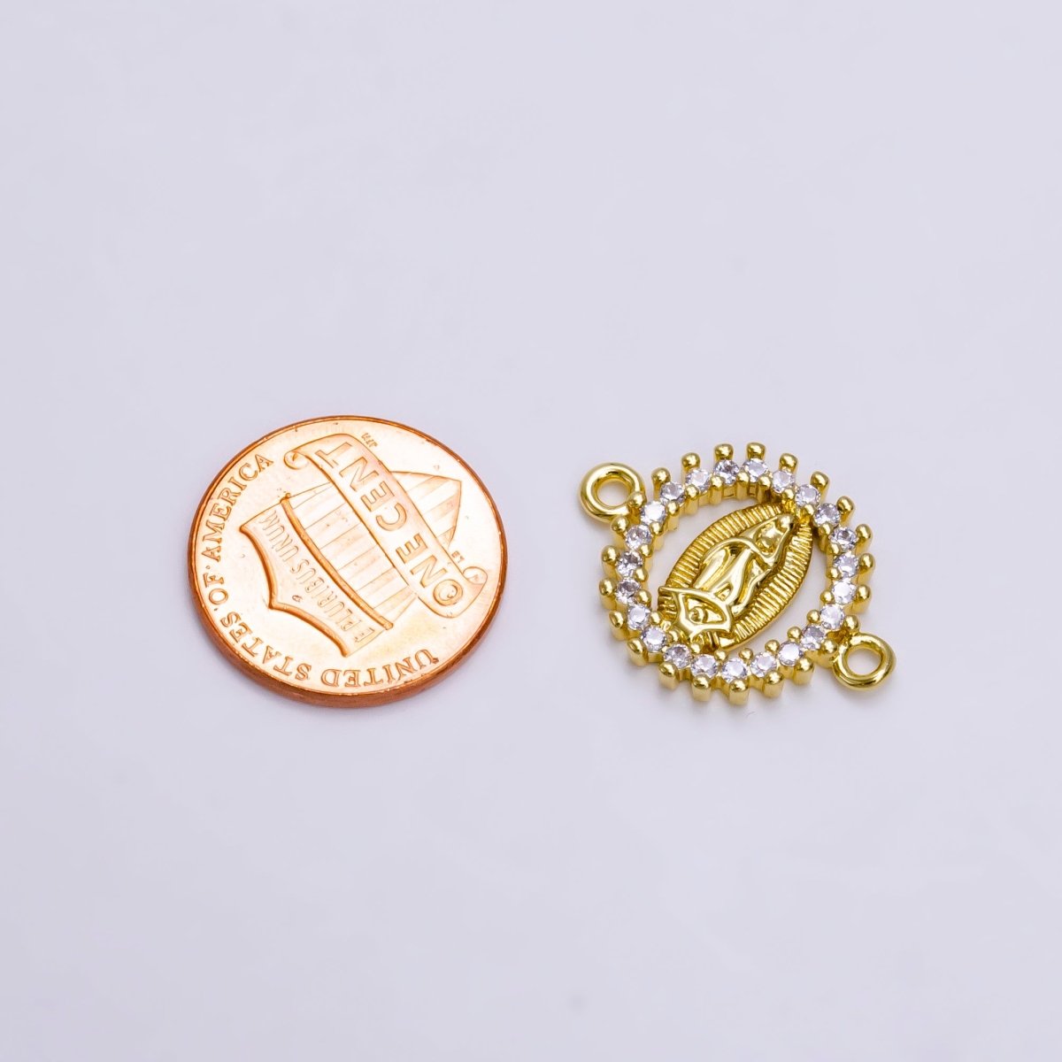 14K Gold Filled Mini Lady Guadalupe Charm Connector for Bracelet Link Connector G-156 - DLUXCA