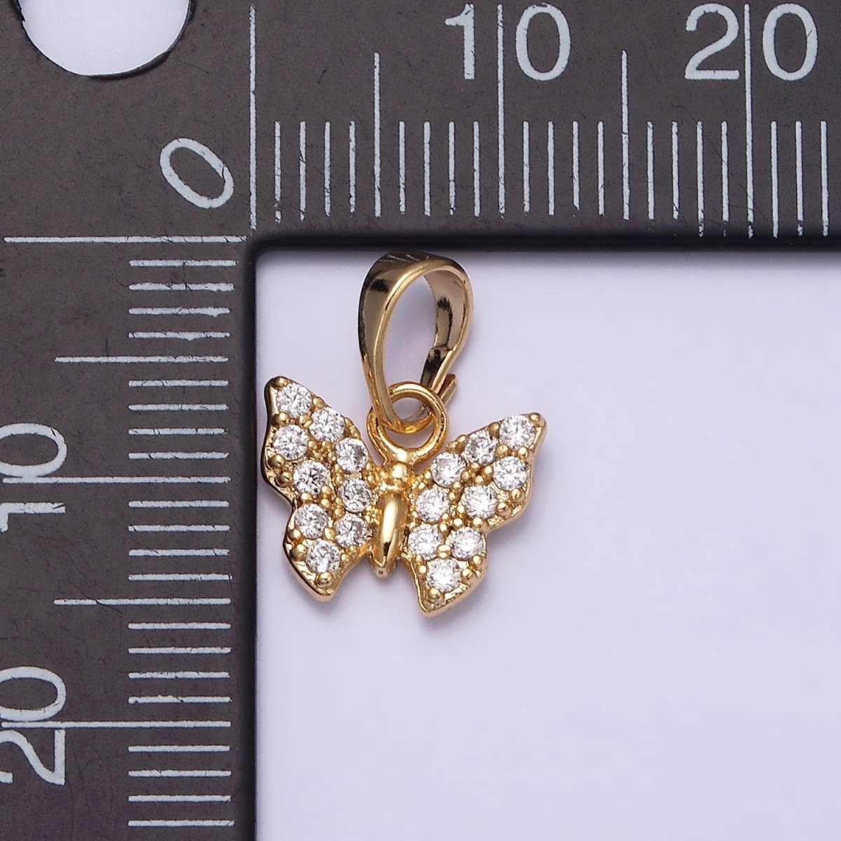 14K Gold Filled Mini Micro Paved CZ Butterfly Mariposa Pendant | AA523 - DLUXCA