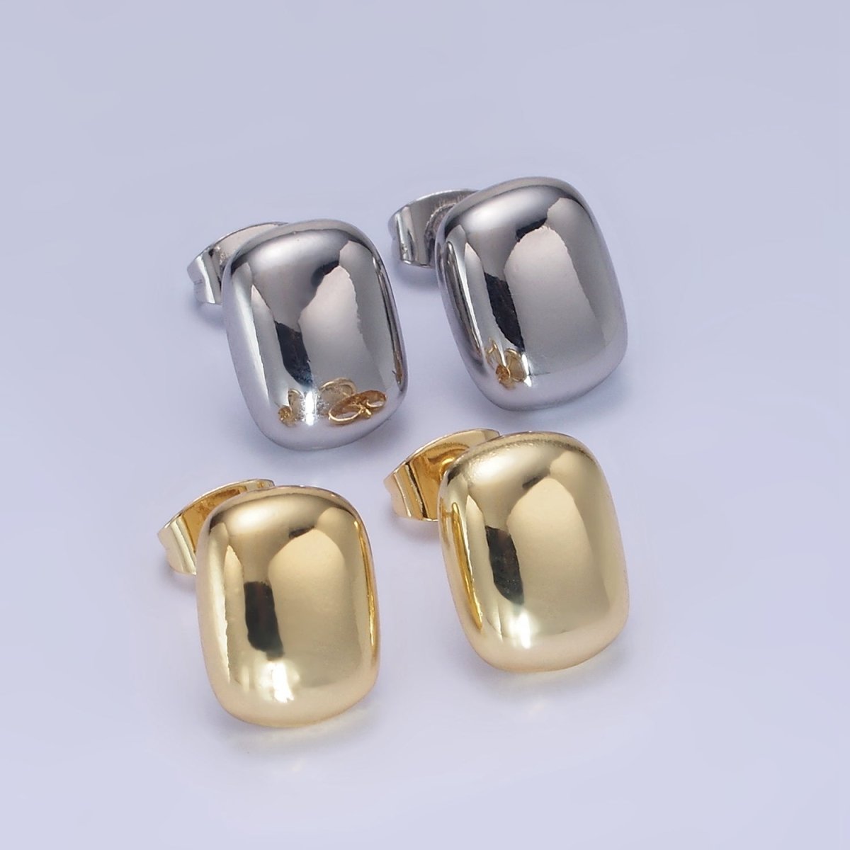 14K Gold Filled Mini Rectangular Bar Stud Earrings in Gold & Silver | AB1294 AB1295 - DLUXCA
