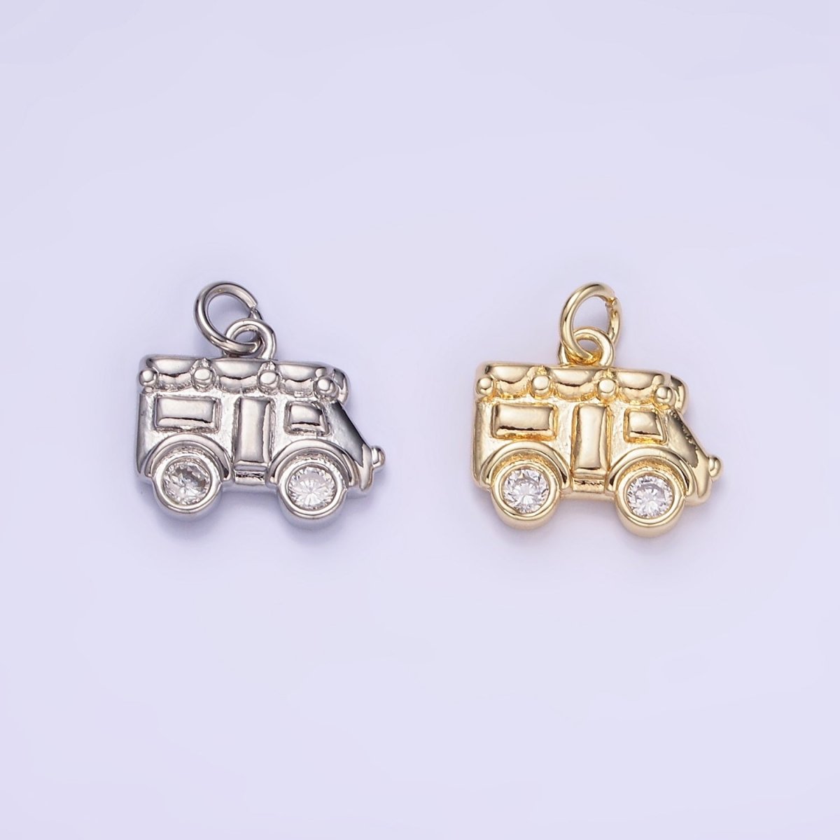 14K Gold Filled Mini Vehicle Caravan Car Charm in Gold & Silver | W549 - DLUXCA