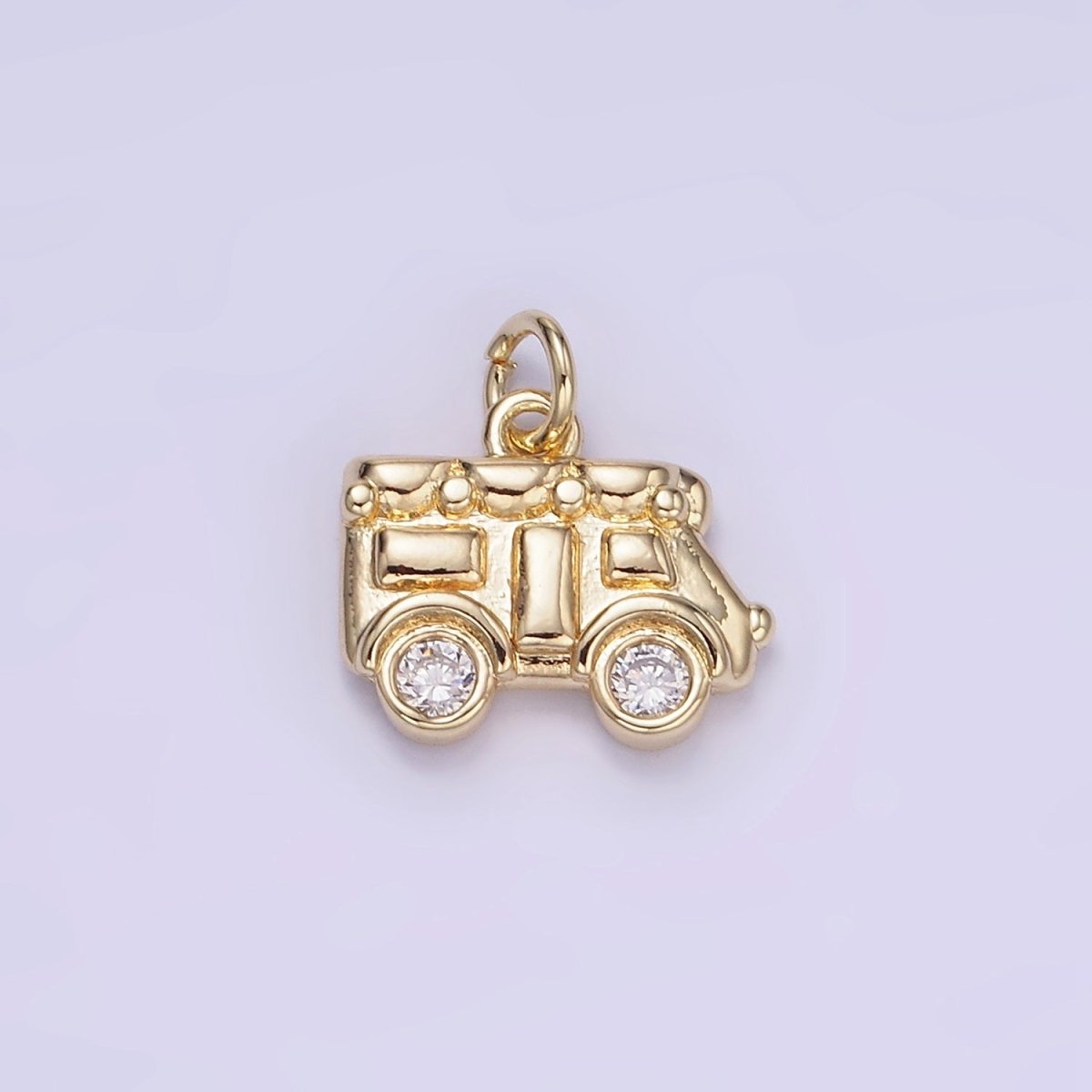 14K Gold Filled Mini Vehicle Caravan Car Charm in Gold & Silver | W549 - DLUXCA