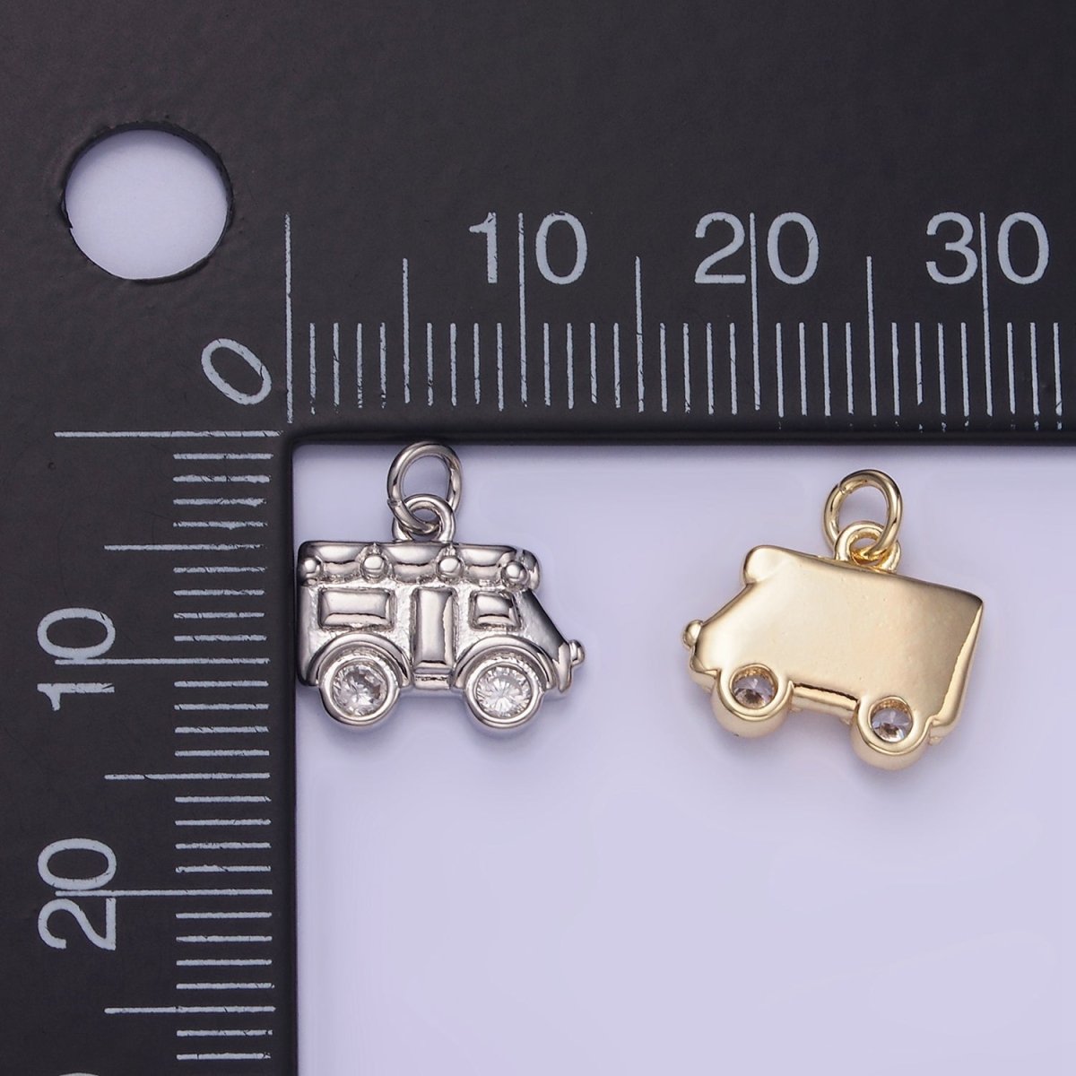14K Gold Filled Mini Vehicle Caravan Car Charm in Gold & Silver | W549 - DLUXCA
