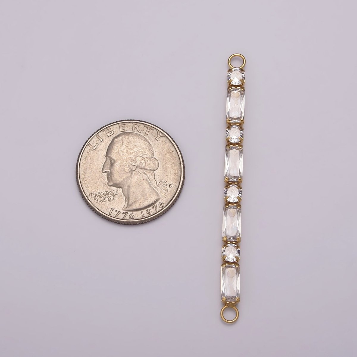 14K Gold Filled Minimalist Bendable Emerald cut Bar Connector Micro Pave CZ DIY Charm Necklace Bracelet Findings for Jewelry Making, 50.5x6.9mm N-081 N-082 - DLUXCA