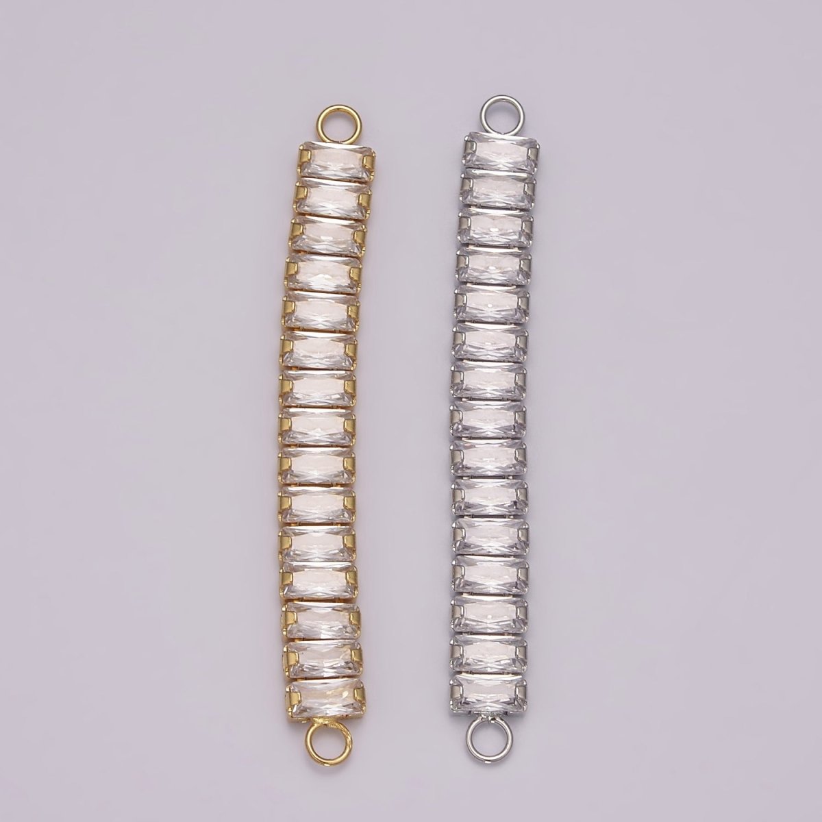 14K Gold Filled Minimalist Bendable Rectangular Bar Connector Micro Pave CZ DIY Charm Necklace Bracelet Findings for Jewelry Making, 50.5x6.9mm N-079 N-080 - DLUXCA