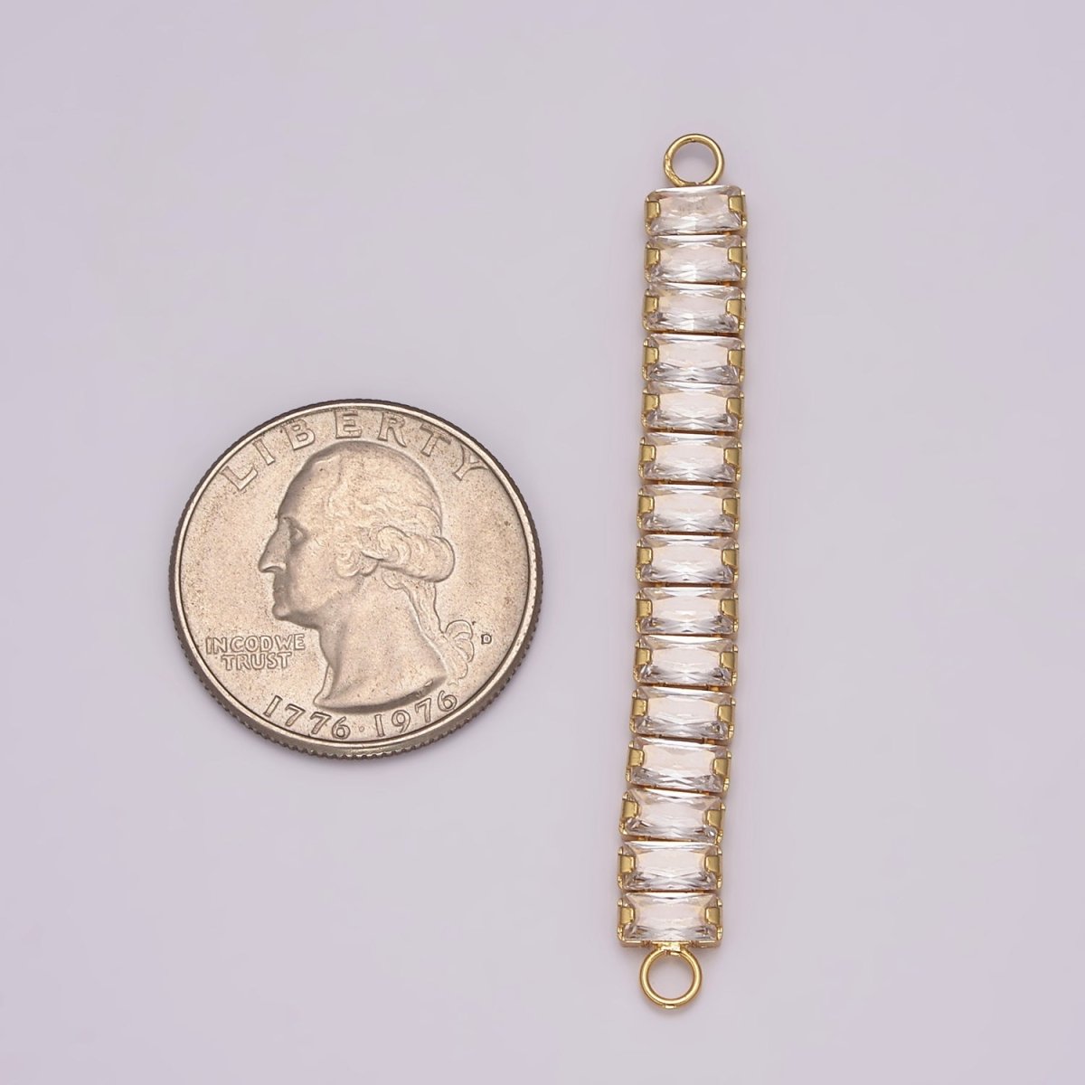 14K Gold Filled Minimalist Bendable Rectangular Bar Connector Micro Pave CZ DIY Charm Necklace Bracelet Findings for Jewelry Making, 50.5x6.9mm N-079 N-080 - DLUXCA