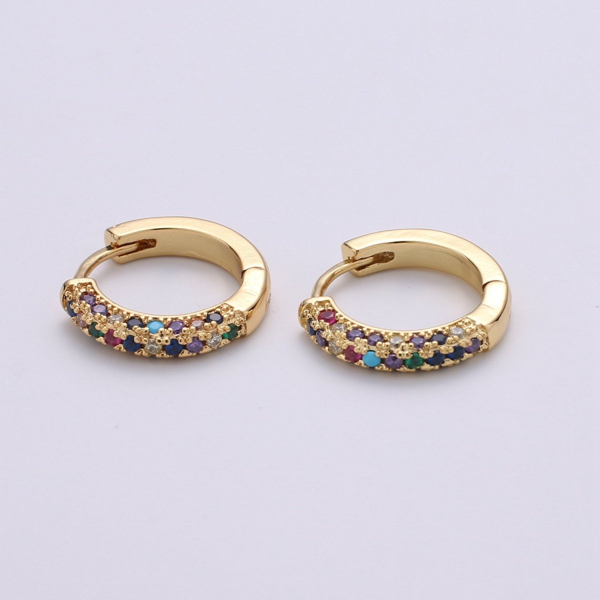 14k Gold Filled Minimalist Earring Dainty CZ Huggie Hoop Earrings Silver Earring 18mm Q-113 - Q-115 - DLUXCA