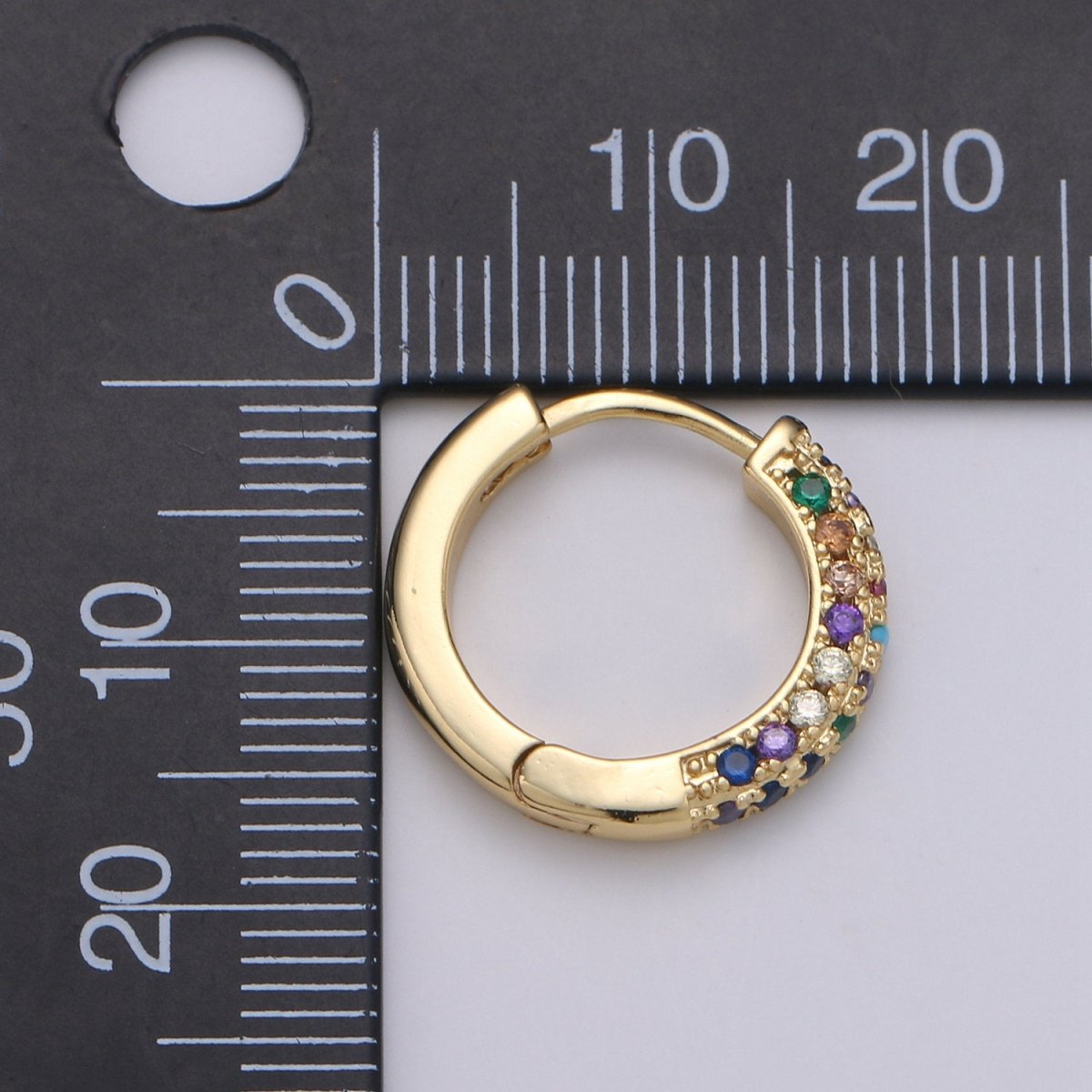 14k Gold Filled Minimalist Earring Dainty CZ Huggie Hoop Earrings Silver Earring 18mm Q-113 - Q-115 - DLUXCA
