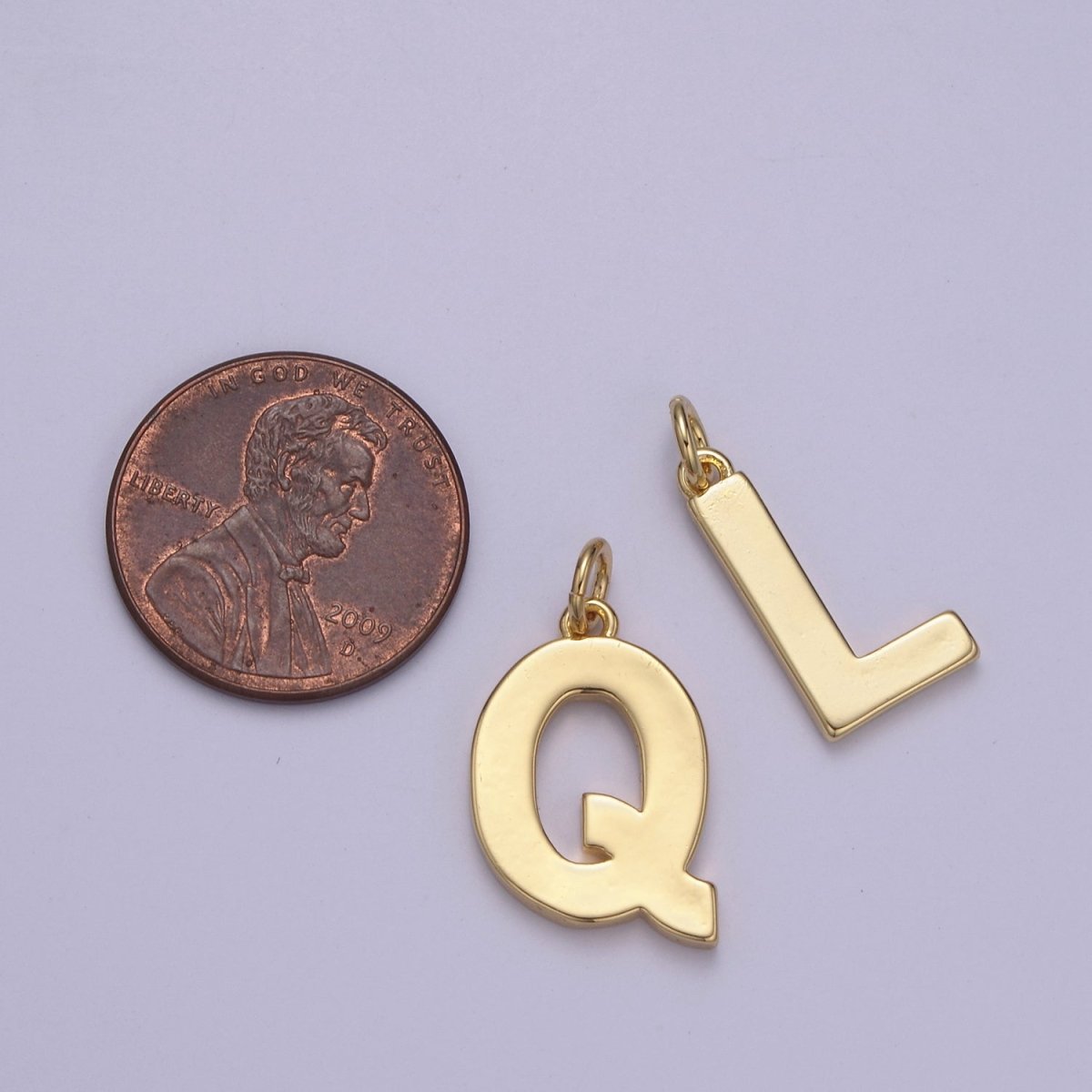 14k Gold Filled Minimalist Font Initial Letters Pendant Charm Wholesale Jewelry Supply W-068~W-094 - DLUXCA