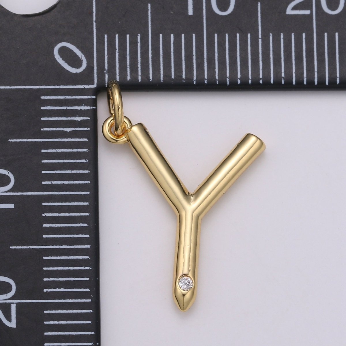 14K Gold Filled Minimalist Initial Clear CZ Personalized Letter Charm | A-171 to A-183 - DLUXCA