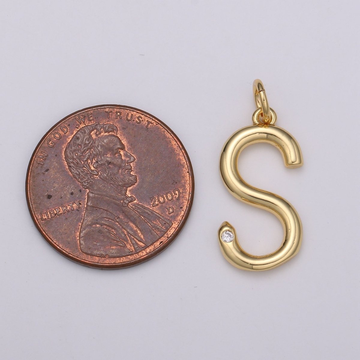 14K Gold Filled Minimalist Initial Clear CZ Personalized Letter Charm | A-171 to A-183 - DLUXCA