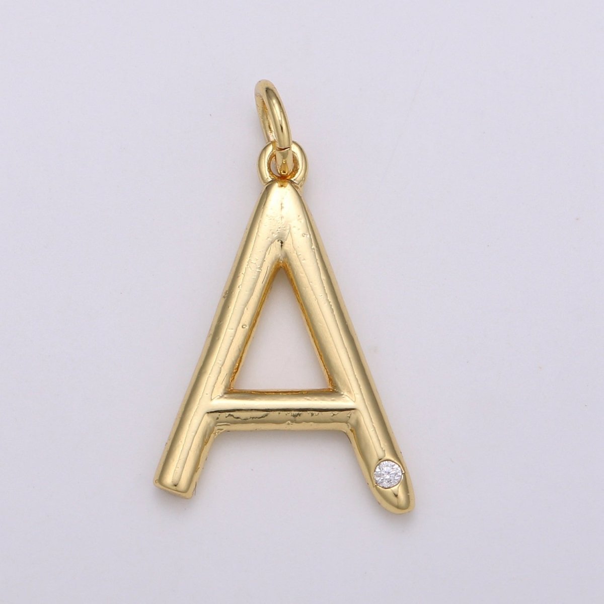 14K Gold Filled Minimalist Initial Clear CZ Personalized Letter Charm | A-171 to A-183 - DLUXCA