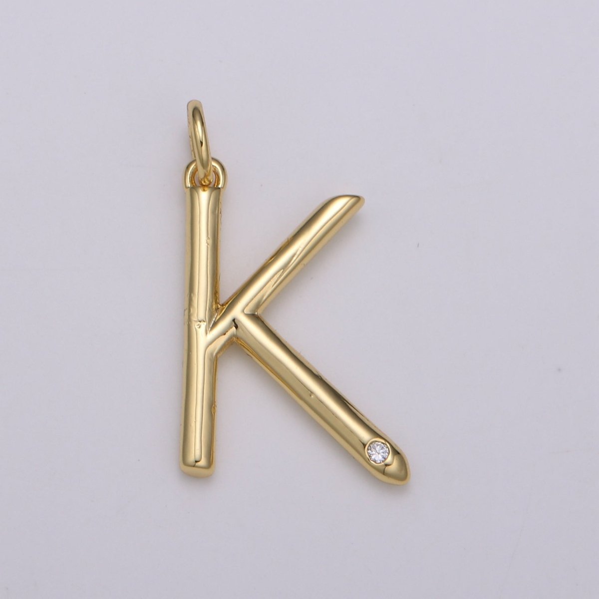 14K Gold Filled Minimalist Initial Clear CZ Personalized Letter Charm | A-171 to A-183 - DLUXCA