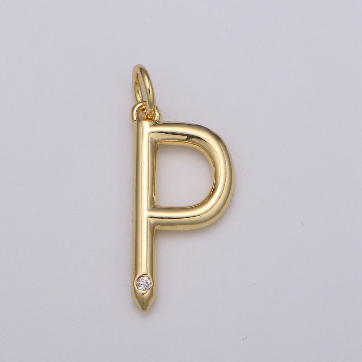 14K Gold Filled Minimalist Initial Clear CZ Personalized Letter Charm | A-171 to A-183 - DLUXCA